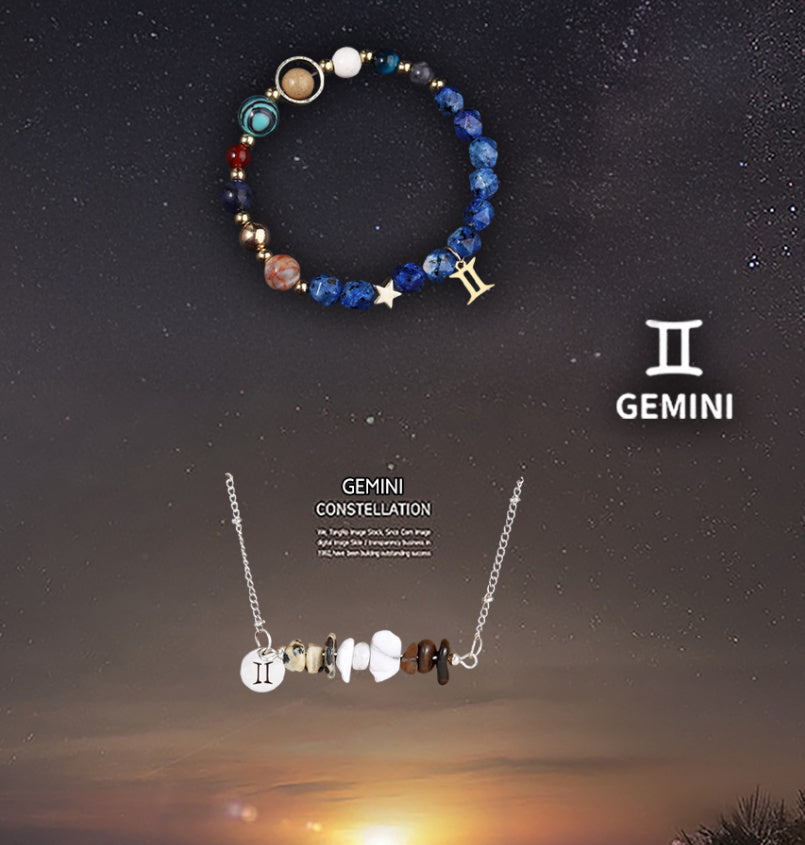 Natural Stone Necklace Set For The 12 Zodiac Signs