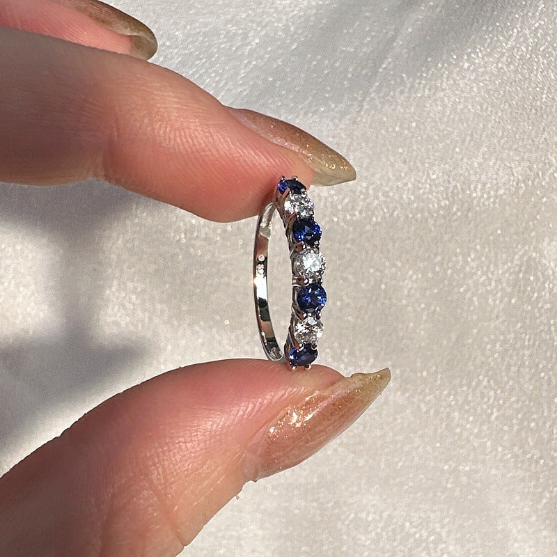 Women's Ruby Sapphire Emerald Moissanite Ring