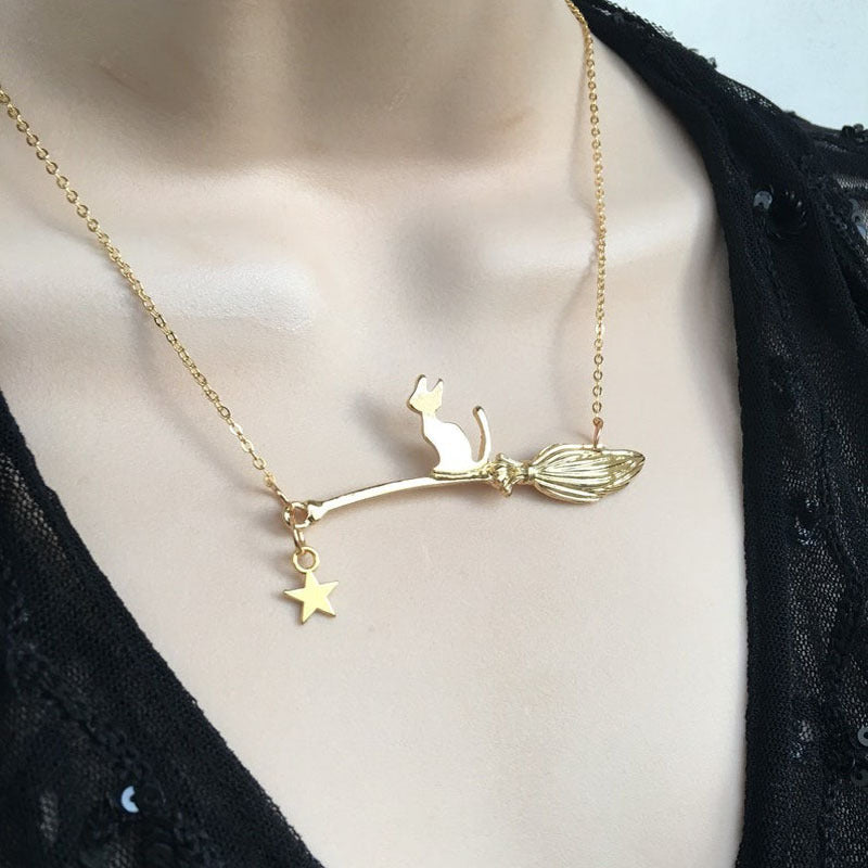 Halloween Ornaments Black Cat Necklace For Women