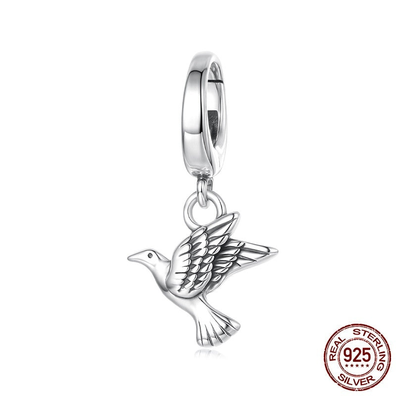 Peace Dove Opening And Closing Buckle Pendant Simple S925 Sterling Silver Beads