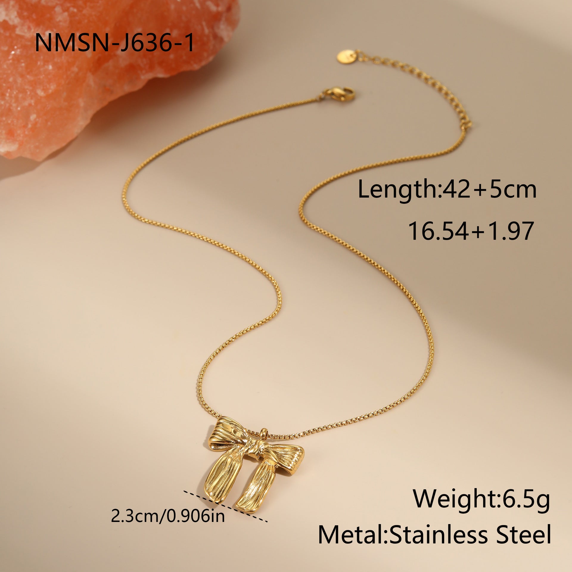 Bow Stainless Steel Necklace Gold-plated Design Light Luxury