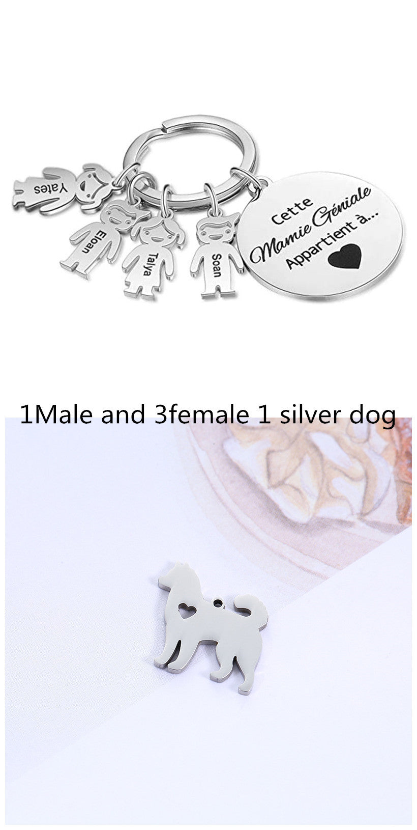 Custom Key Ring Key Accessories Pet Dog Stainless Steel Puppy Hollow Peach Heart Pendant