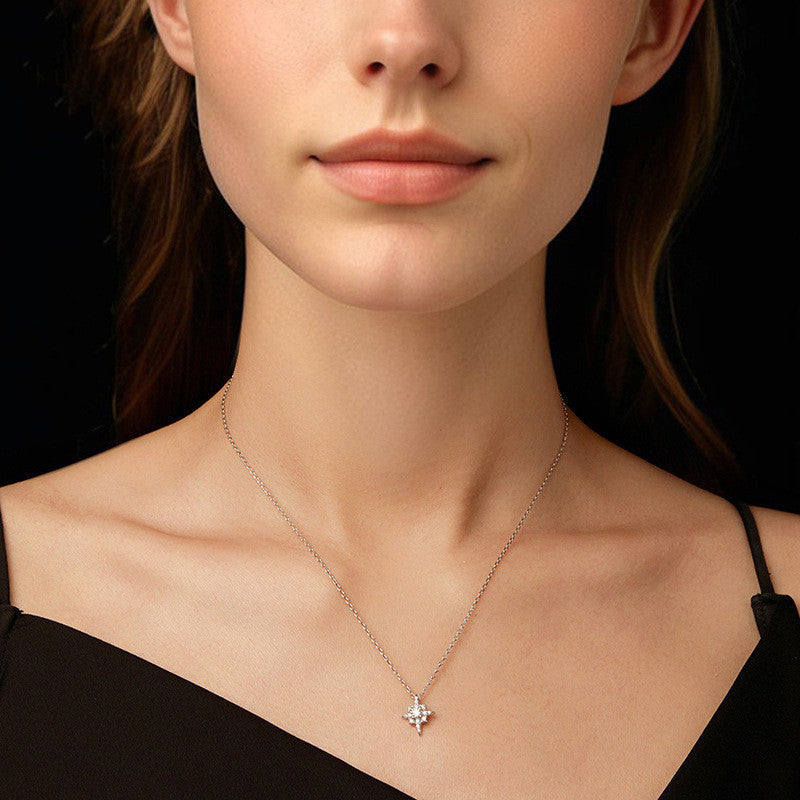 Original D Color Shining Moissanite Eight-pointed Stars Necklace