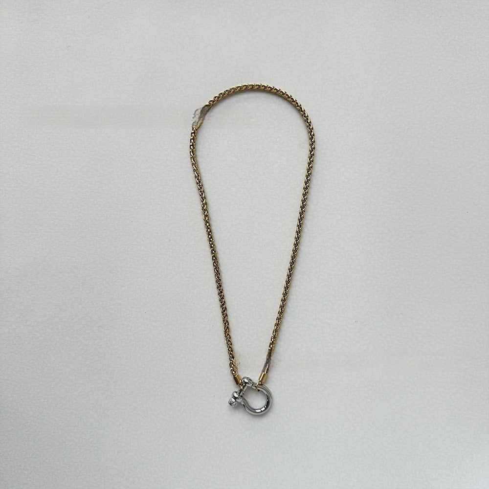 Electroplated 18K Gold High Quality Polished Climbing Button Carabiner Necklace