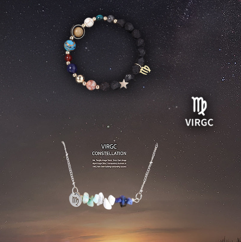 Natural Stone Necklace Set For The 12 Zodiac Signs