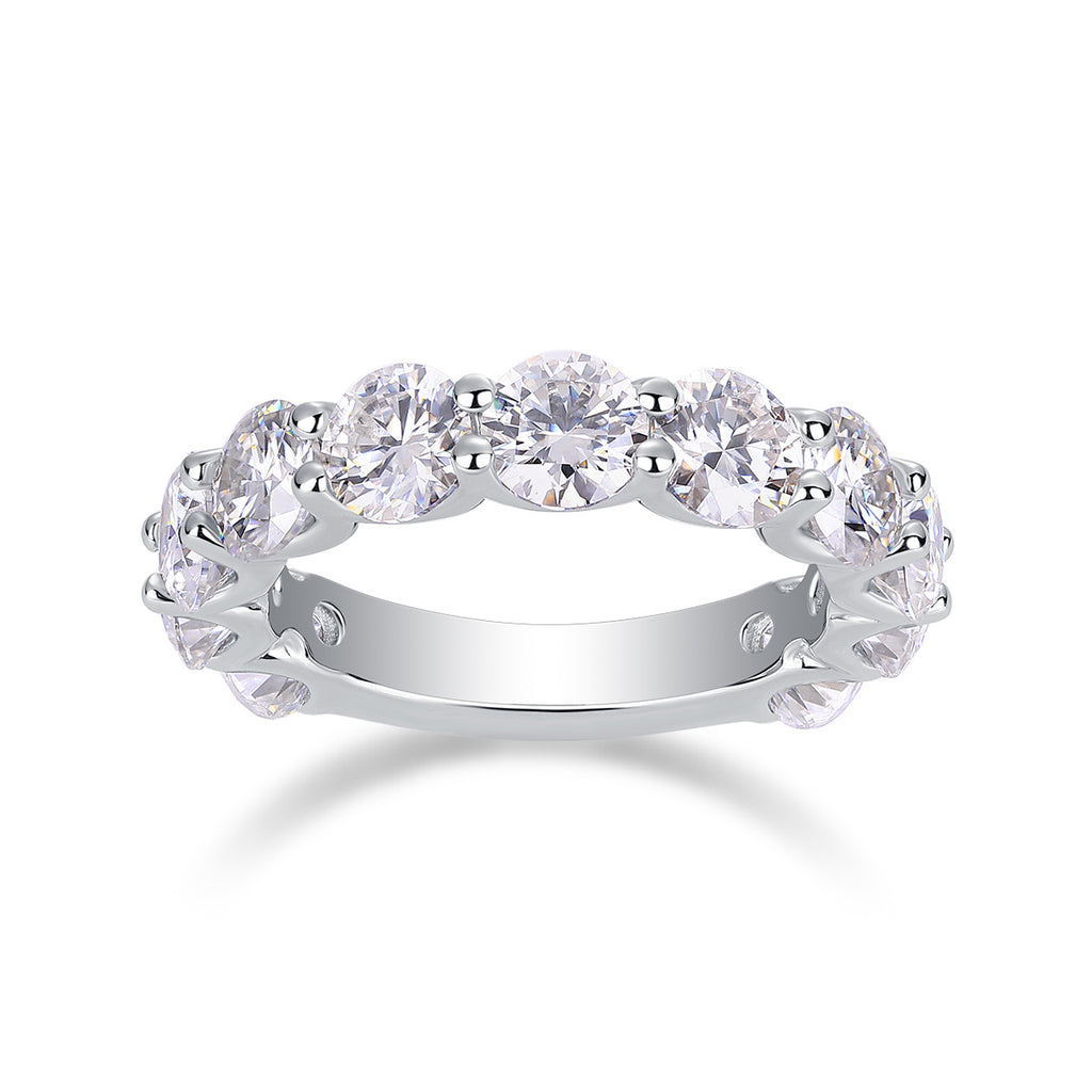 Dazzling Moment - A Wedding Ring Set With Top-quality Round 5.0 Moissanite S925 Silver And Platinum-plated Diamond. The Ring Can Be Inspected With A Diamond Pen