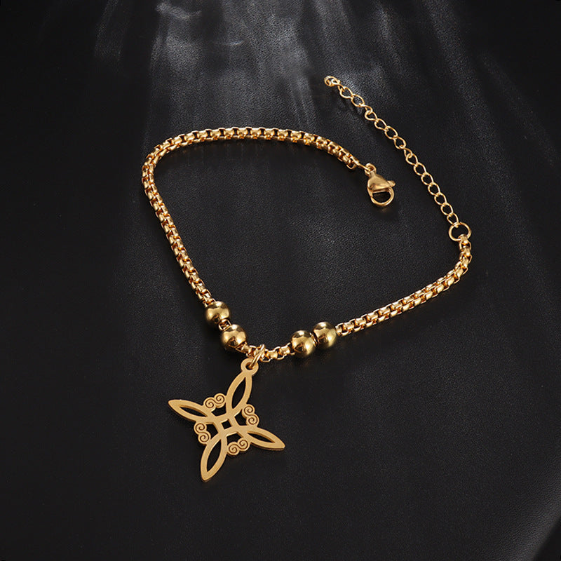 Sweet Classic Witch Knot Bracelet Ring Women's Stainless Steel