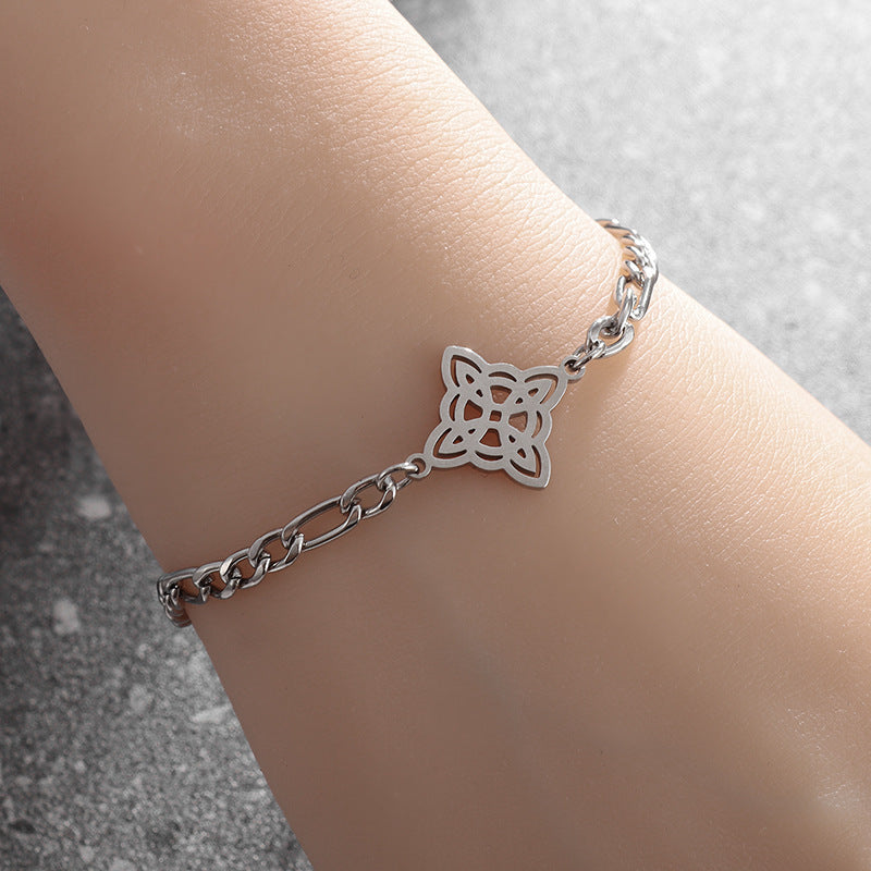 Sweet Classic Witch Knot Bracelet Ring Women's Stainless Steel