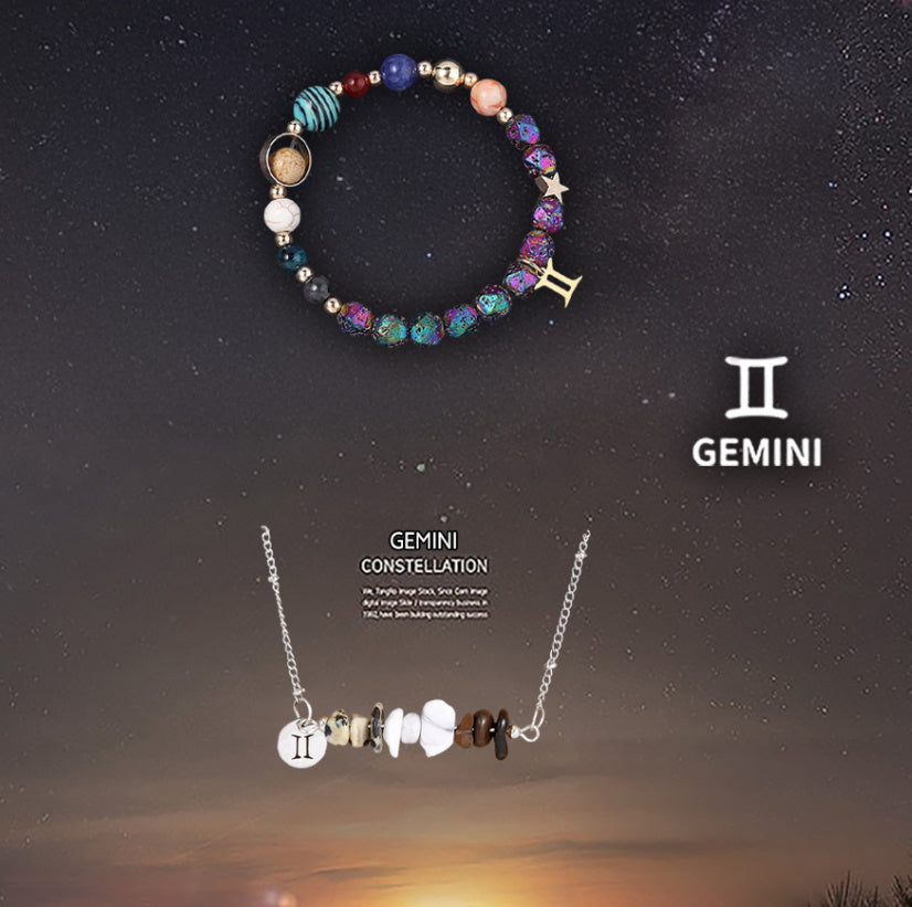 Natural Stone Necklace Set For The 12 Zodiac Signs
