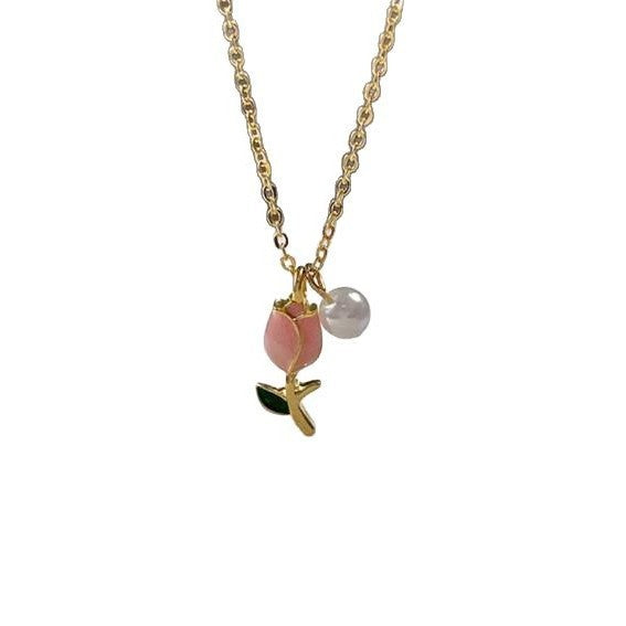 Women's Retro Gold Tulip Earrings Necklace