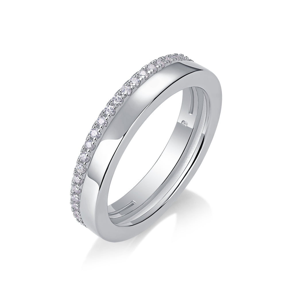 Double Ring Shadow - Set With Top-quality Moissanite S925 Silver And Platinum-plated Diamond Wedding Ring. The Ring Can Be Inspected With A Diamond Pen