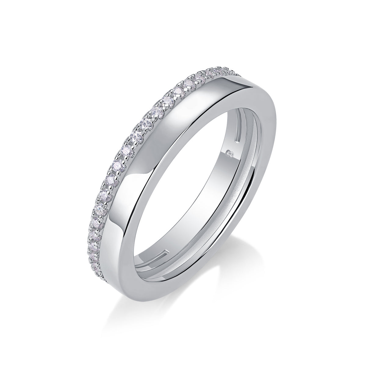 Double Ring Shadow - Set With Top-quality Moissanite S925 Silver And Platinum-plated Diamond Wedding Ring. The Ring Can Be Inspected With A Diamond Pen