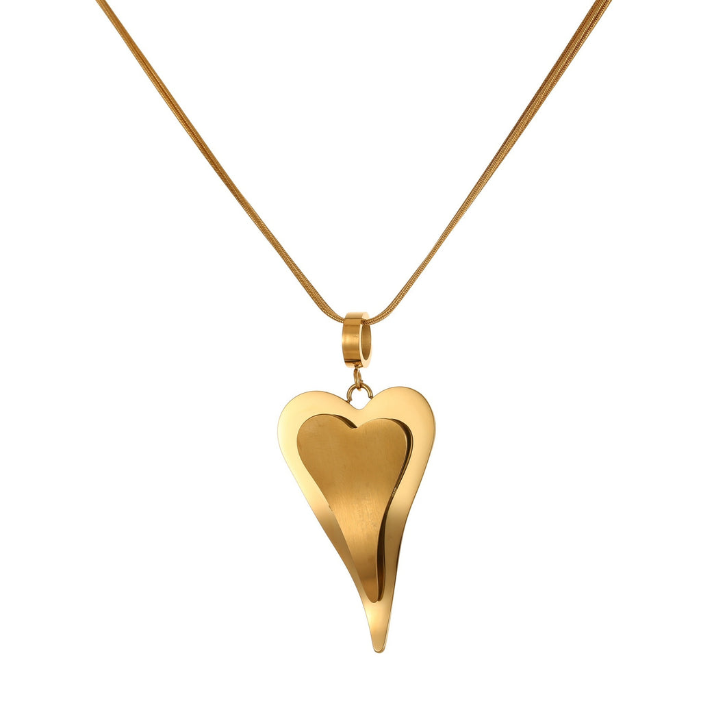 Double Heart Snake Bones Chain Stainless Steel Design Sense