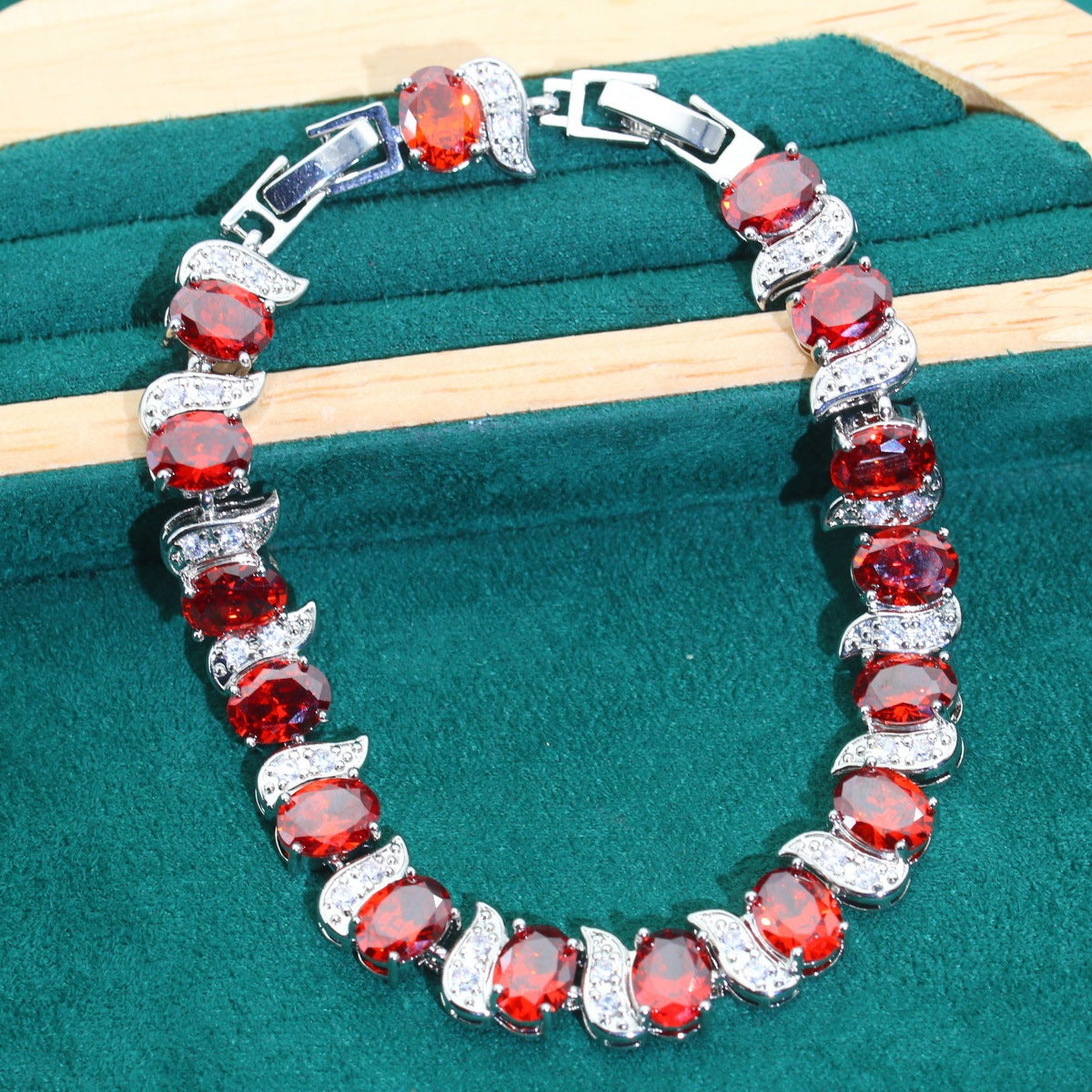 Beautiful Exquisite Popular Zircon Necklace Bracelet Earrings Four-piece Ring Set Pack