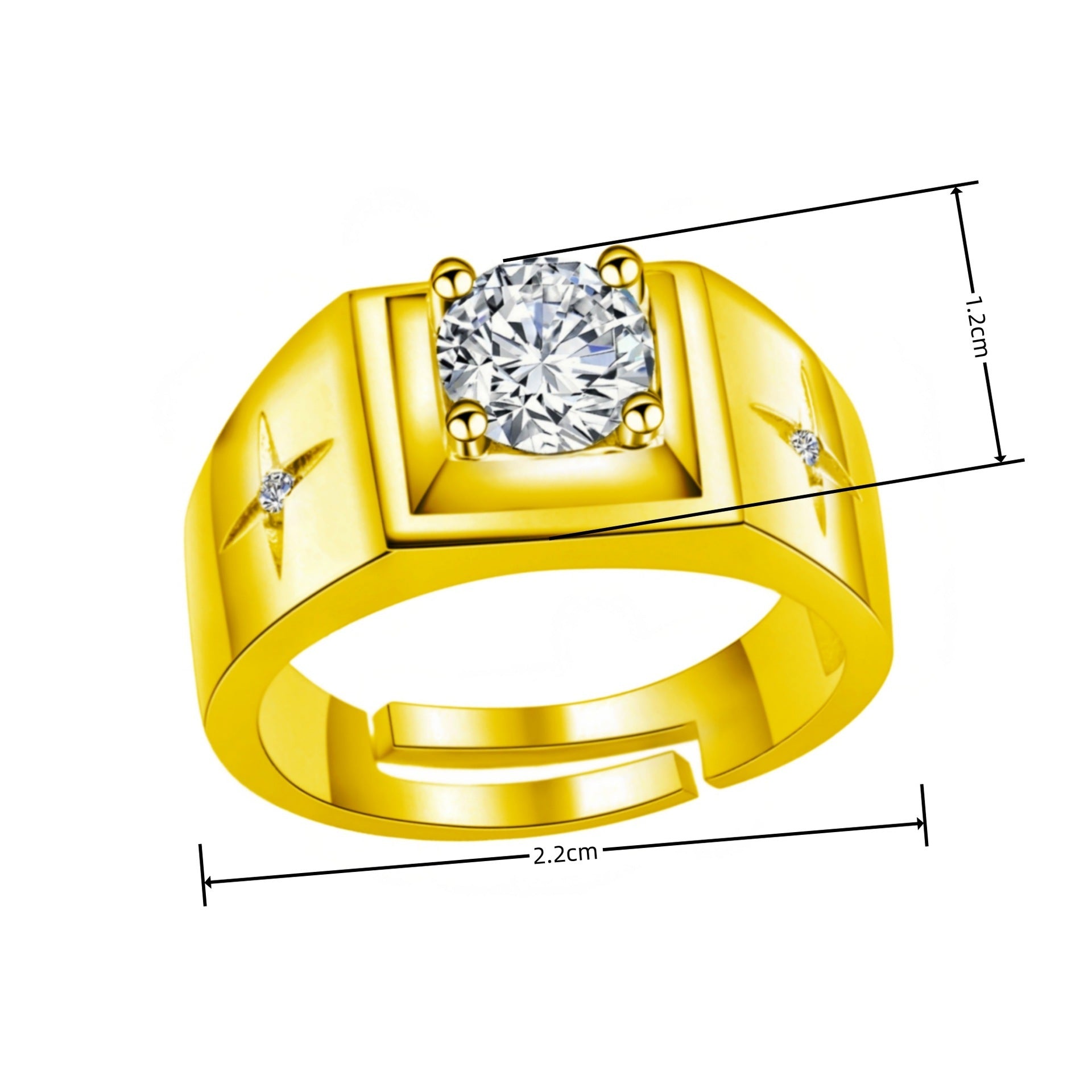 Lucky Cross Star Inlaid Diamond Plated 18K Ring