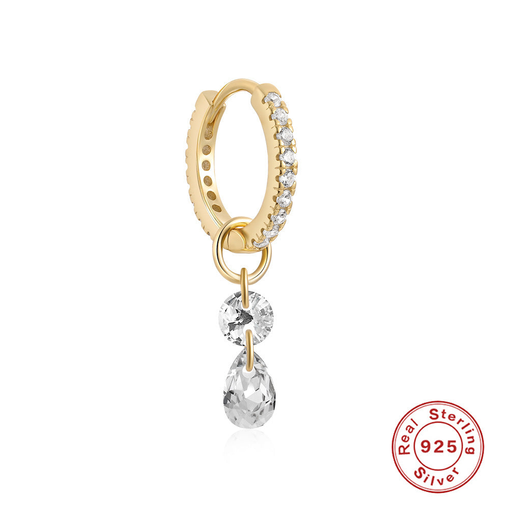 S925 Sterling Silver Diamond Ear Ring Plus Pendant