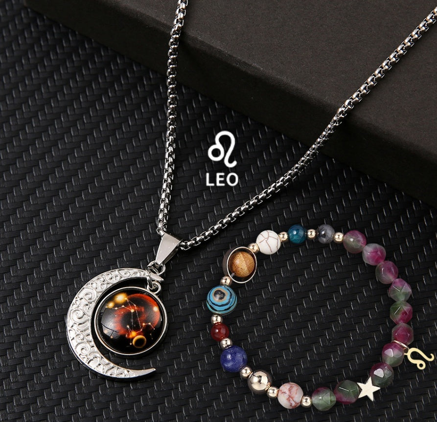 Natural Stone Necklace Set For The 12 Zodiac Signs