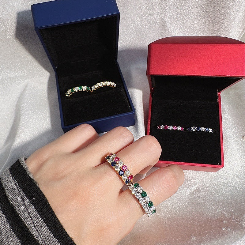 Women's Ruby Sapphire Emerald Moissanite Ring