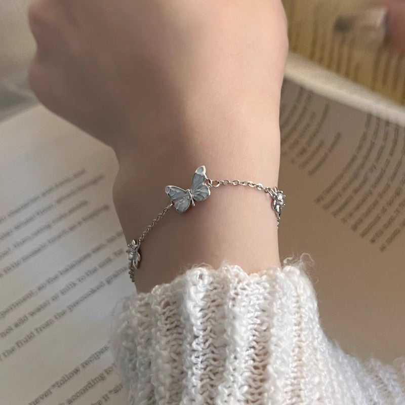 Sterling Silver Luminous Butterfly Bracelet Necklace Earrings Luminous