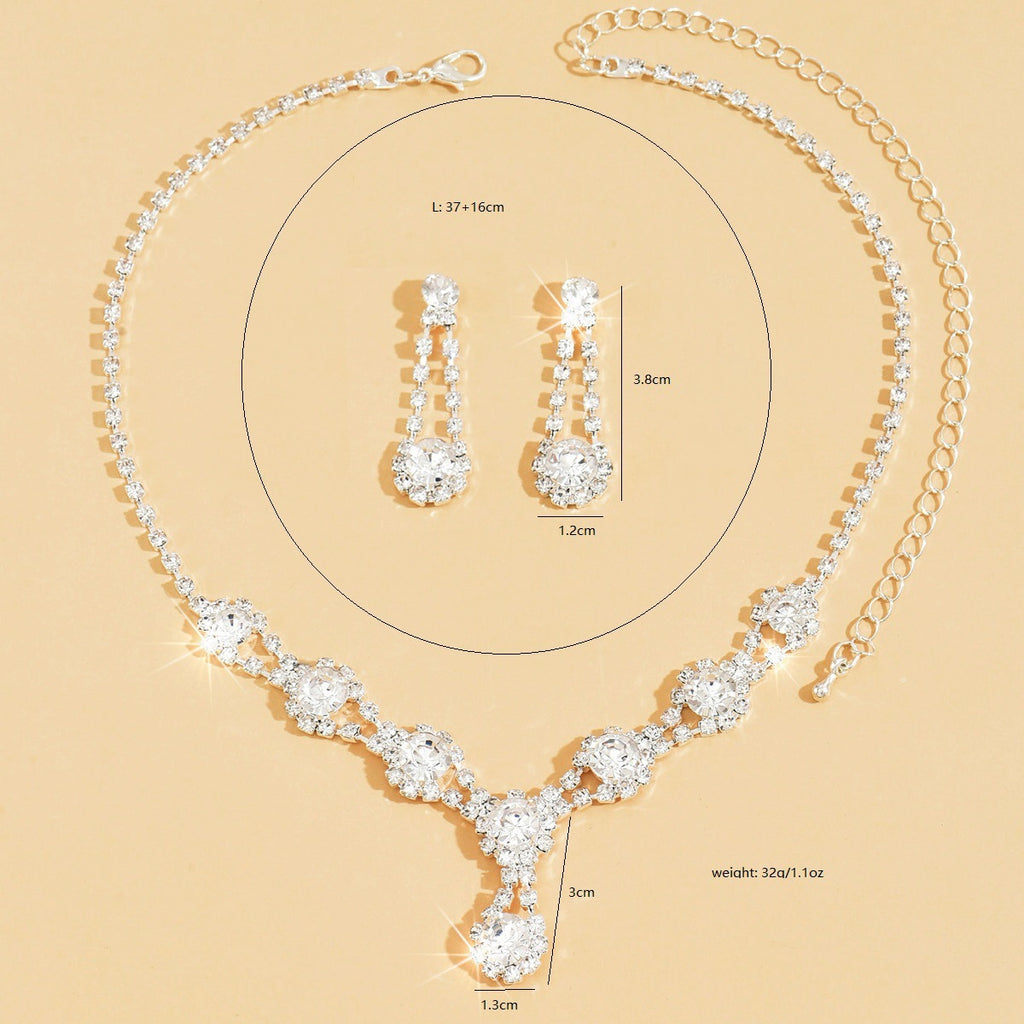 Hot Selling Simple High-grade Rhinestone Crystal Necklace Earrings