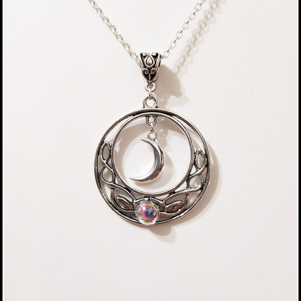 Infinite Love Celtic Necklace Crescent Crystal Necklace