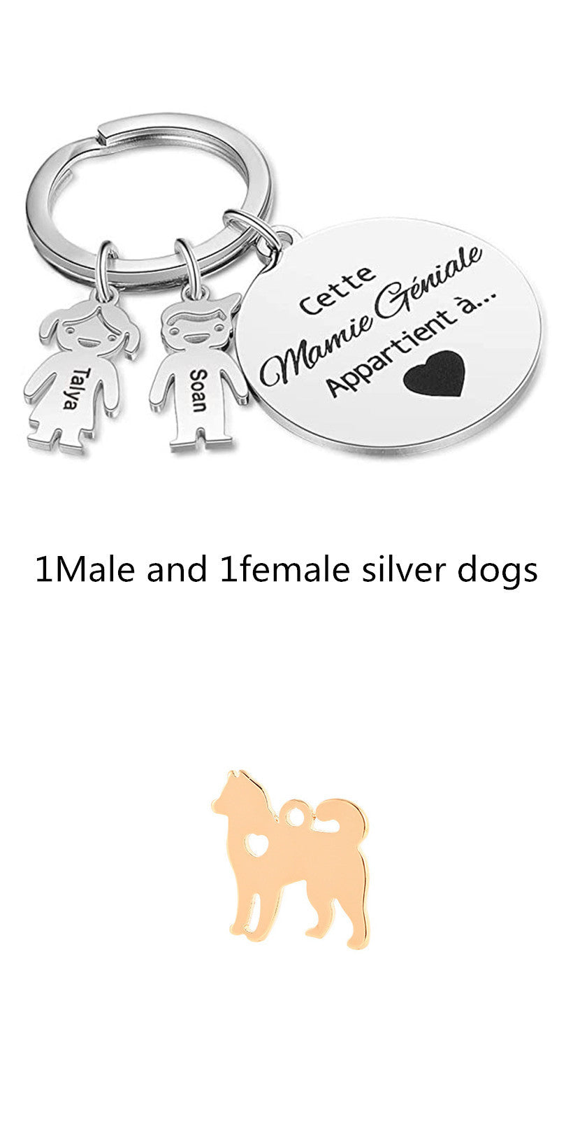 Custom Key Ring Key Accessories Pet Dog Stainless Steel Puppy Hollow Peach Heart Pendant