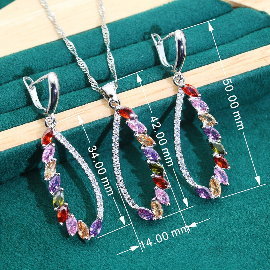 Anti-allergy Zircon Necklace Earrings Jewelry Suit