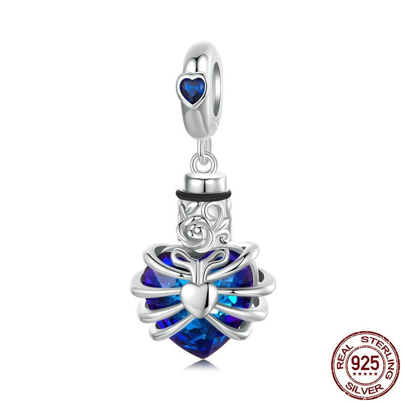 Rose Heart Diy Pendant Parts S925 Silver Beaded