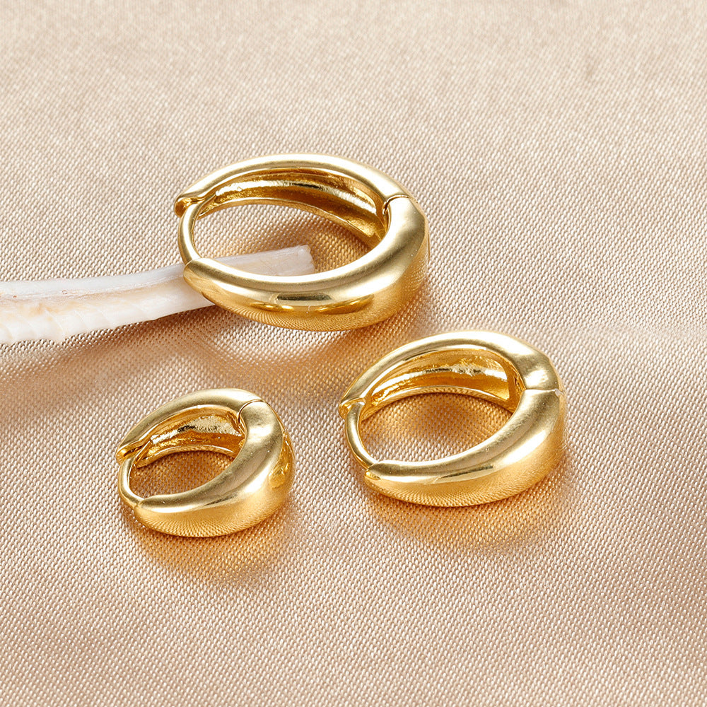 Geometric Copper Ear Ring Glossy Earrings 3-piece Set