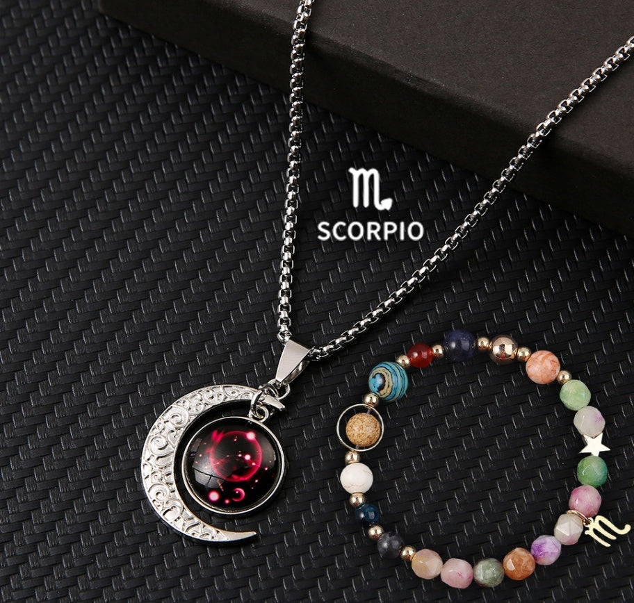 Natural Stone Necklace Set For The 12 Zodiac Signs