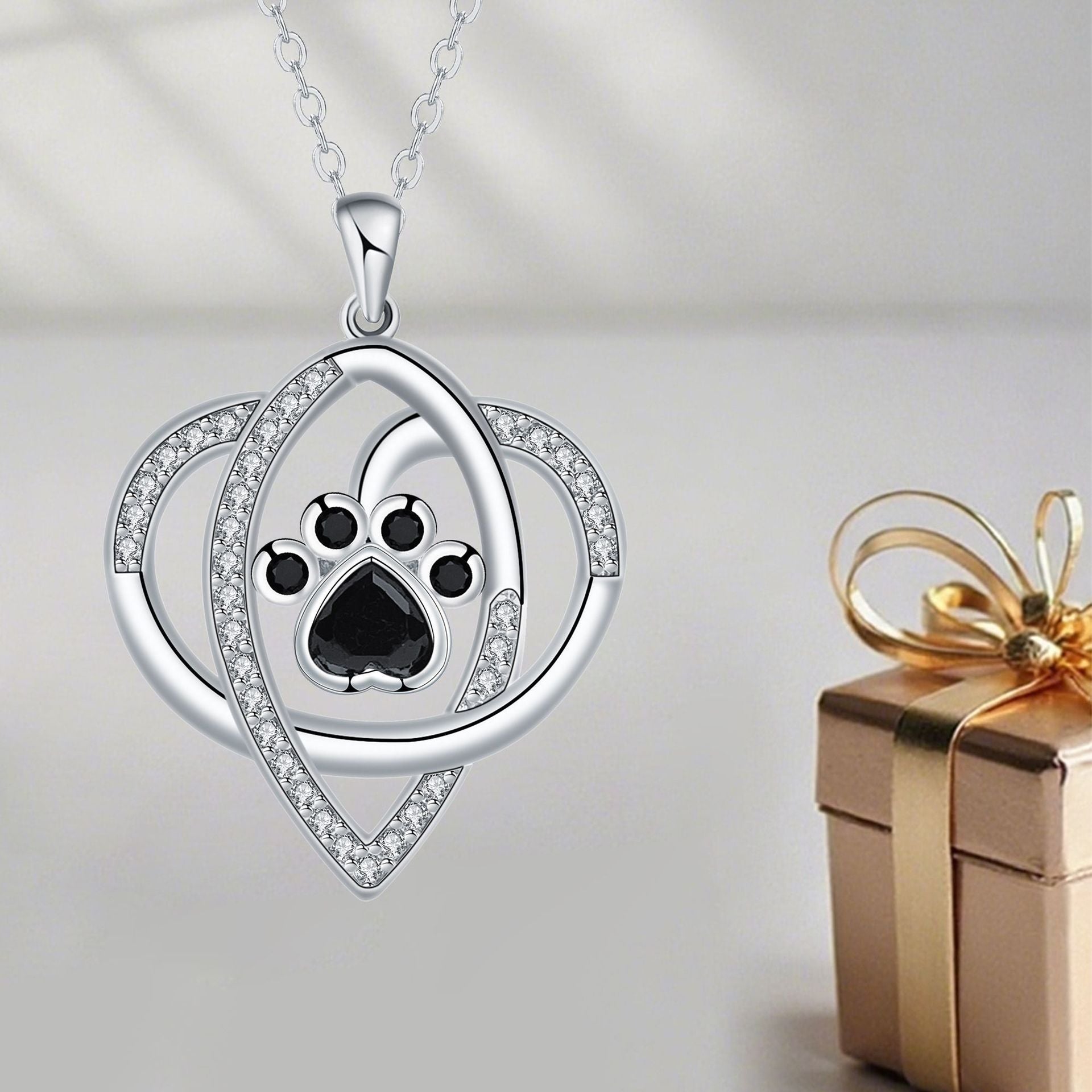 Cat Dog's Paw Footprints Necklace Light Luxury Minority High Sense