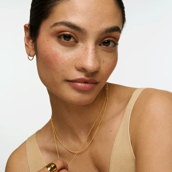 Double-layer Clip Beads Stainless Steel Plated 18K Gold Necklace