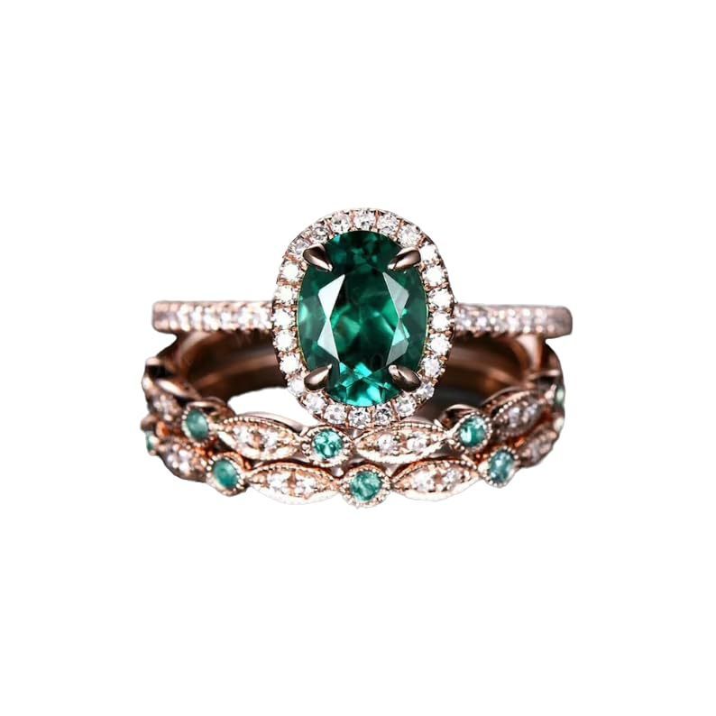 Fashion Personality Three-in-one Emerald Laminated Ring