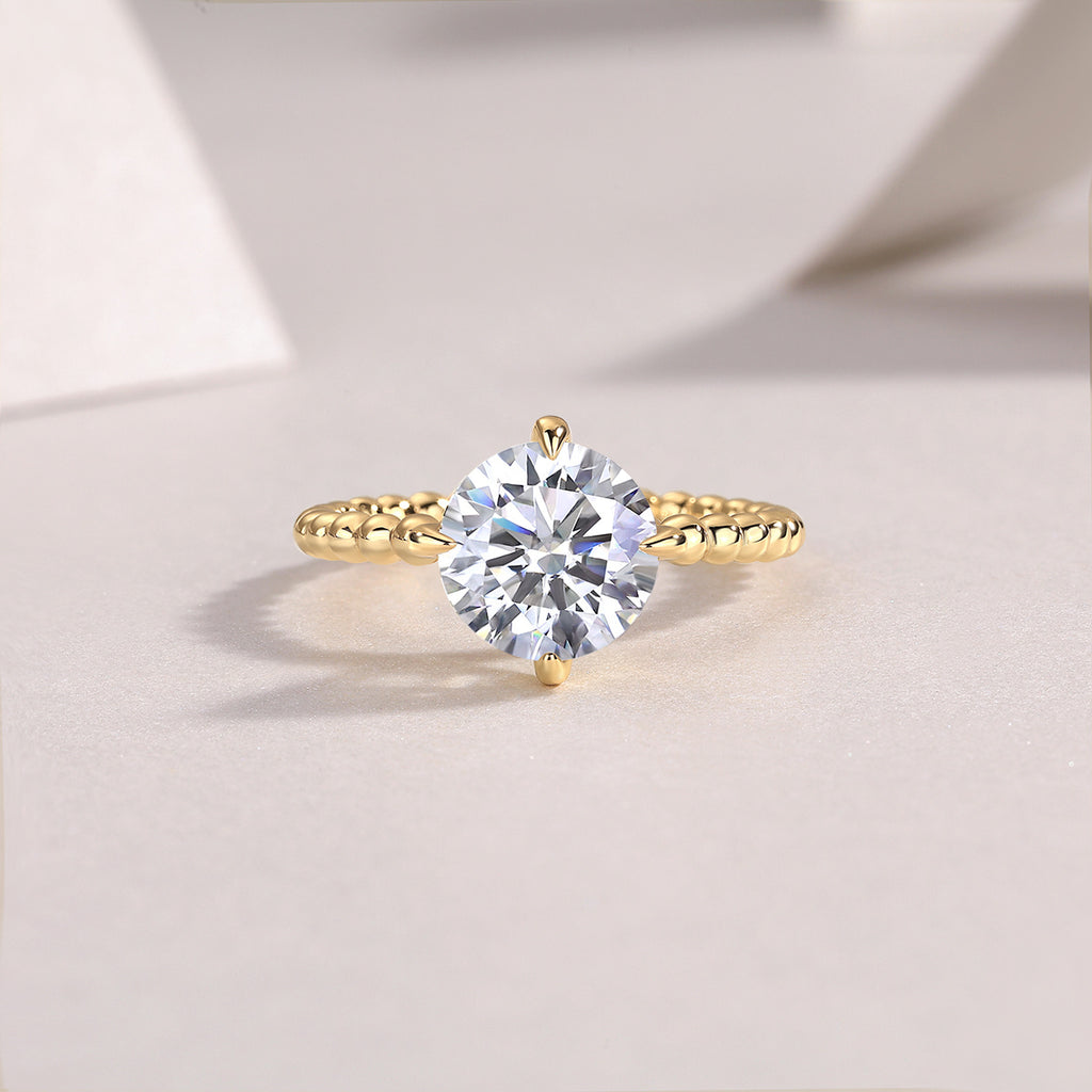 Forget-me-not - A Wedding Ring Set With 3-carat Top-quality Moissanite S925 Silver And Gold-plated Diamond. The Ring Can Be Inspected With A Diamond Pen