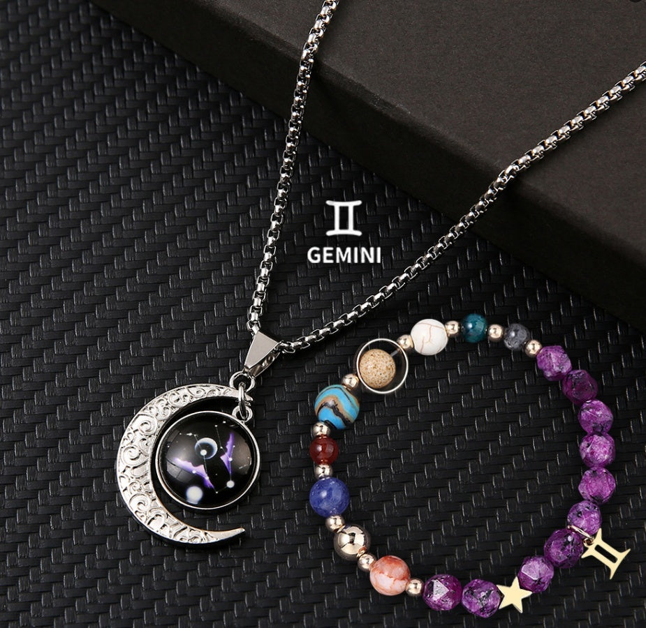 Natural Stone Necklace Set For The 12 Zodiac Signs