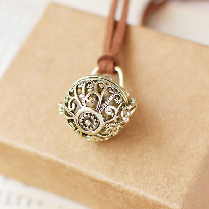 Vintage Carved Essential Oil Aromatherapy Pendant Necklace