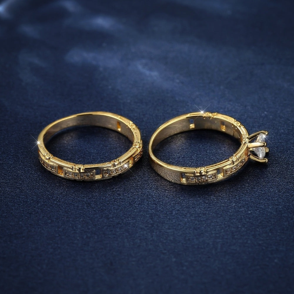 Micro Inlaid Zircon Women's Wedding Ring Set