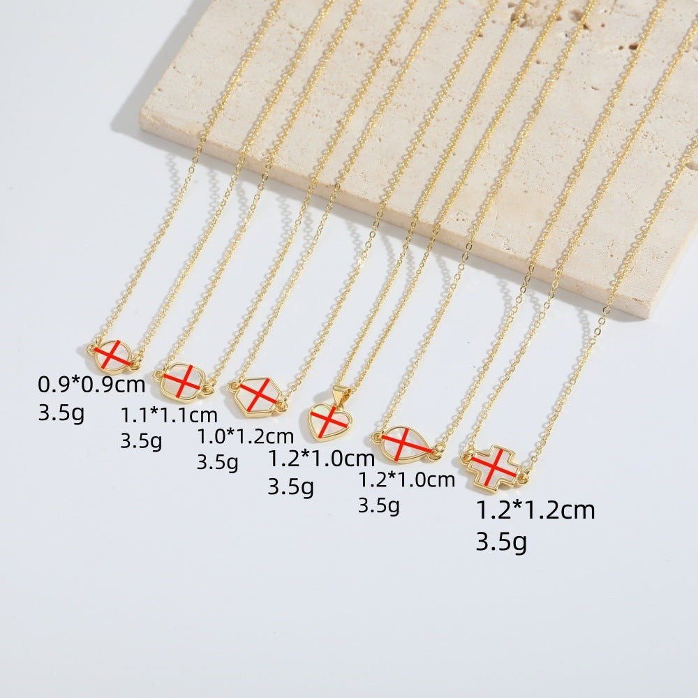 Inlaid Pendant Necklace Vintage Heart Clavicle Chain