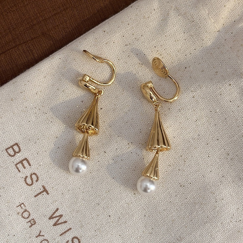 Long Wind Chime Pearl Mosquito Coil Plate Ear Clip