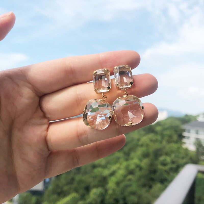 925 Sterling Silver Needle Crystal Clear Crystal Earrings