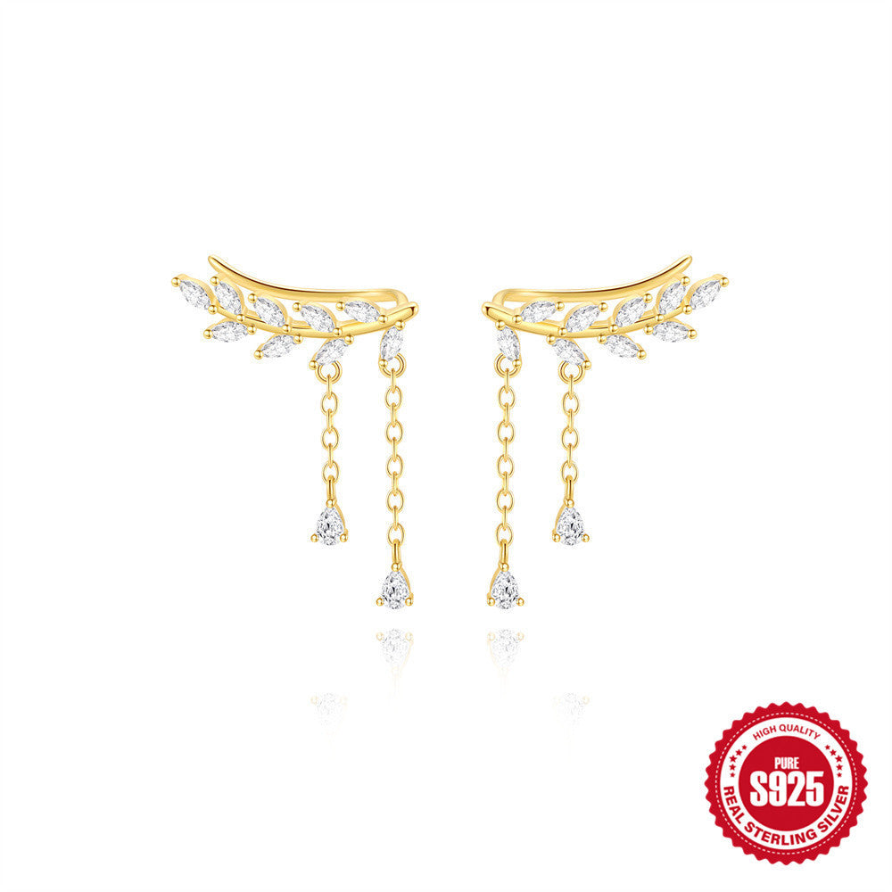 S925 Sterling Silver Tassel Horse Eye Diamond Creative Personality Water Drop Earrings