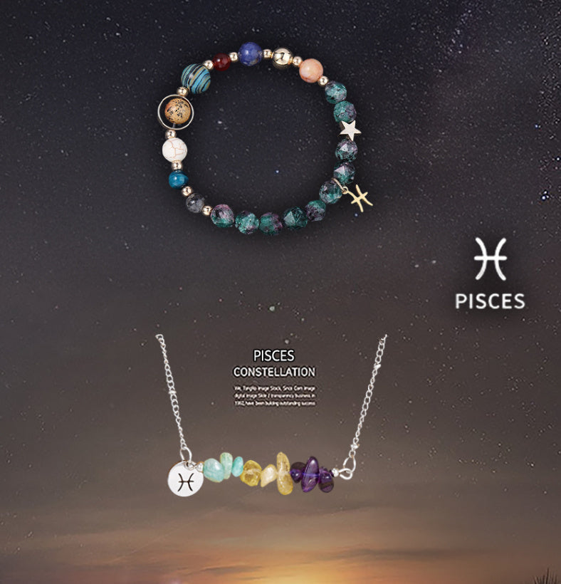 Natural Stone Necklace Set For The 12 Zodiac Signs