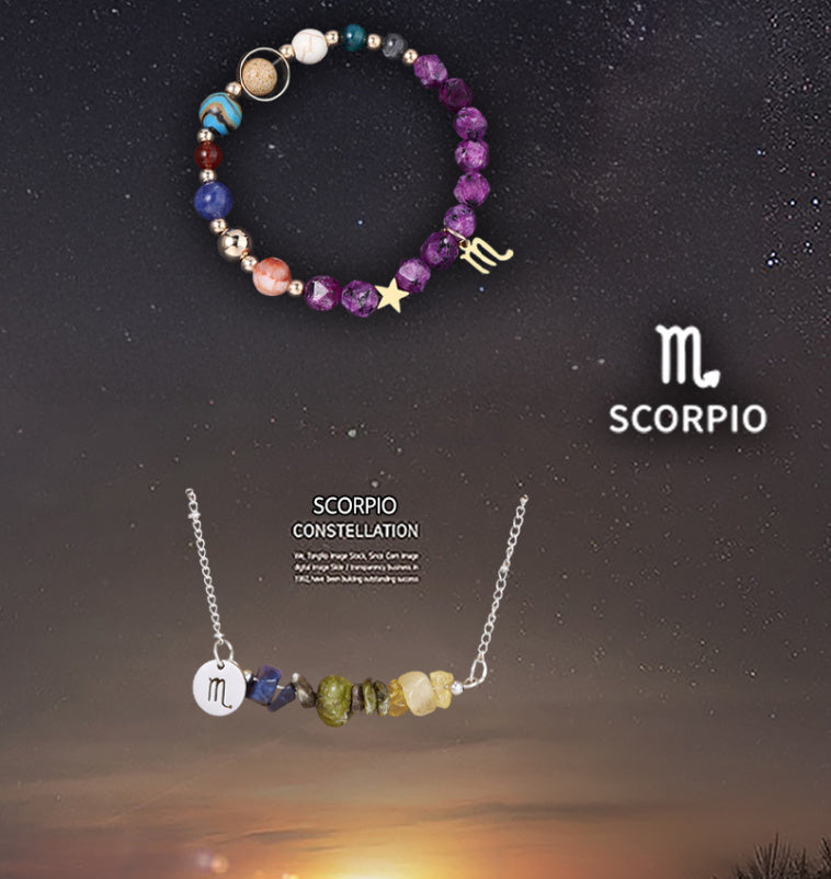 Natural Stone Necklace Set For The 12 Zodiac Signs