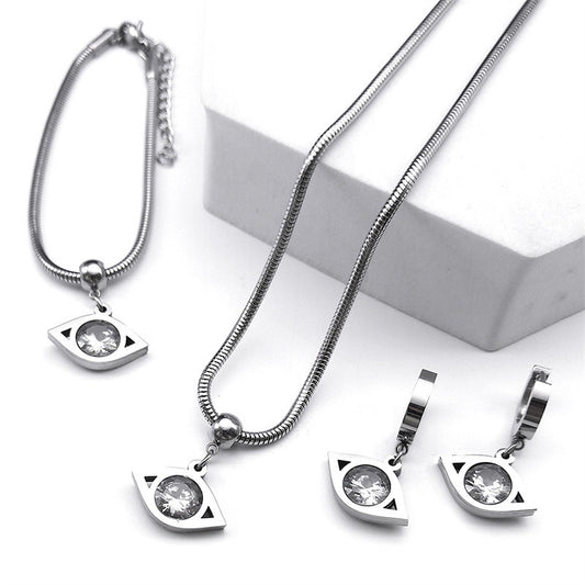 Zirconium Gold Earrings Necklace Decoration Suit