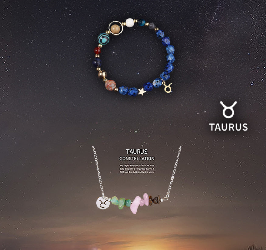 Natural Stone Necklace Set For The 12 Zodiac Signs