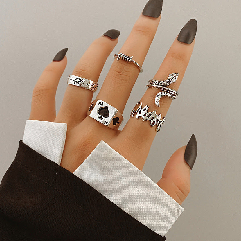 Fashion Personality Butterfly Snake Ring Suit Combination Opening