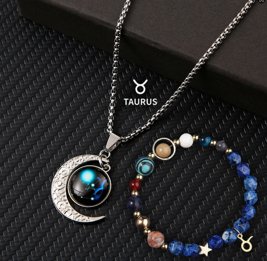 Natural Stone Necklace Set For The 12 Zodiac Signs