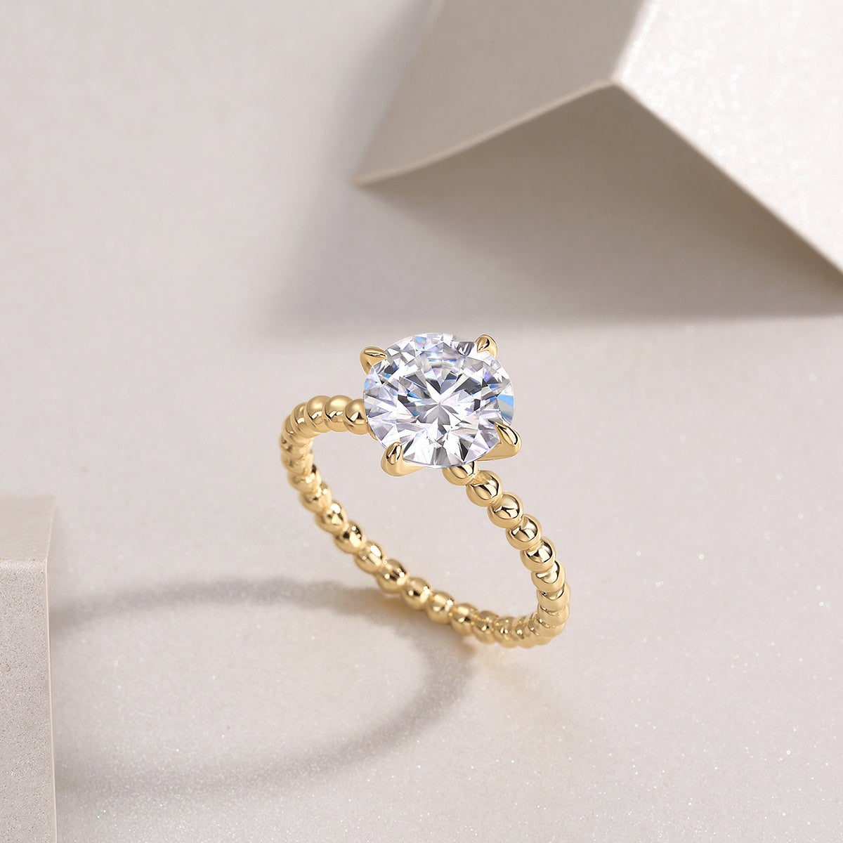 Forget-me-not - A Wedding Ring Set With 3-carat Top-quality Moissanite S925 Silver And Gold-plated Diamond. The Ring Can Be Inspected With A Diamond Pen