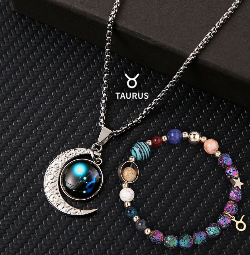 Natural Stone Necklace Set For The 12 Zodiac Signs