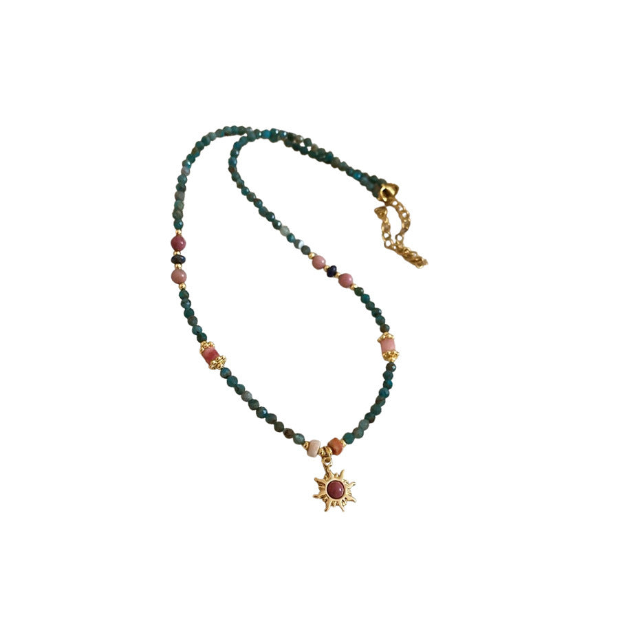 Stone Freshwater Stringed Pearls Sun Necklace French Royal Style